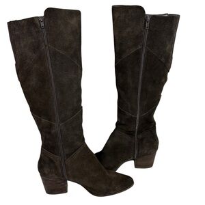 CROWN VINTAGE Women's 8.5 Virrasi Chocolate Brown Soft Suede Size Zip Heel Boots